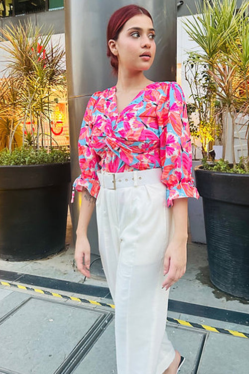 Colorful Coord With Off White Trousers